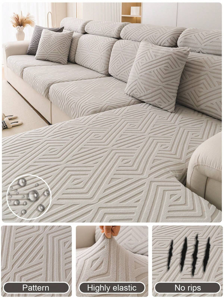 1pc Anti-Stain Jacquard Elastic Sofa Cover, Soft Breathable Non-Slip Furniture Protector, Fashionable Sofa Cover, Suitable For Bedroom, Office, Living Room, Easy To Clean And Durable, Fashion Home Decor, Universal For 1/2/3/4 Seater Sofa