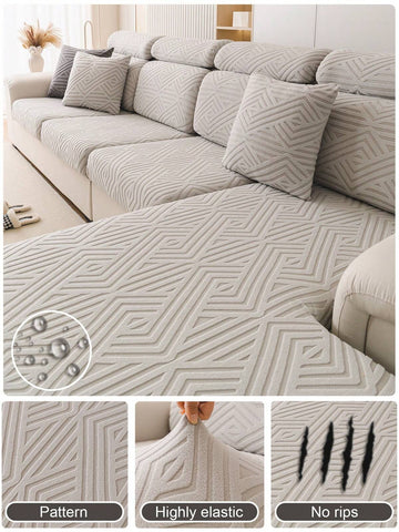1pc Anti-Stain Jacquard Elastic Sofa Cover, Soft Breathable Non-Slip Furniture Protector, Fashionable Sofa Cover, Suitable For Bedroom, Office, Living Room, Easy To Clean And Durable, Fashion Home Decor, Universal For 1/2/3/4 Seater Sofa